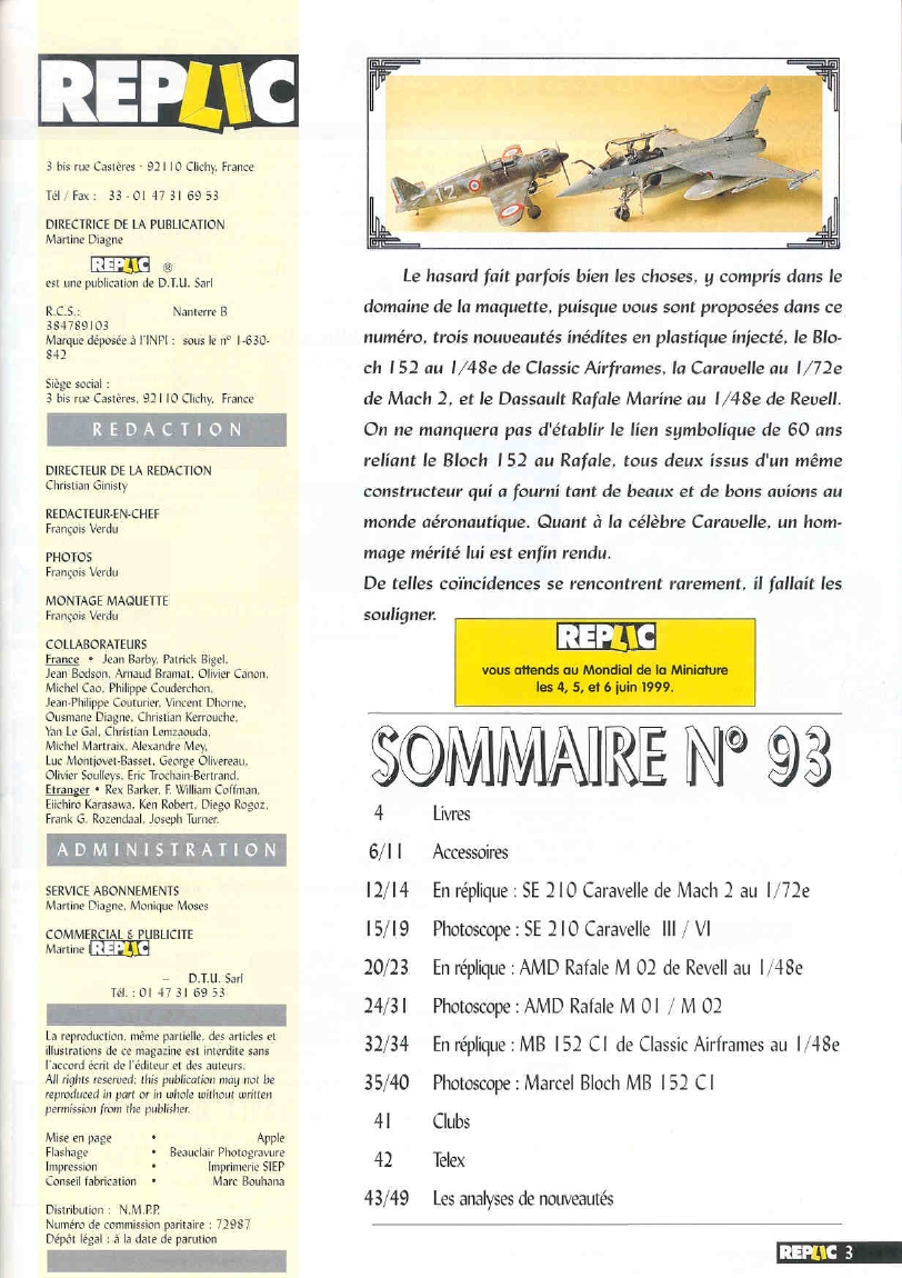 Replic 093 - Caravelle, Bloch 152, Rafale M02